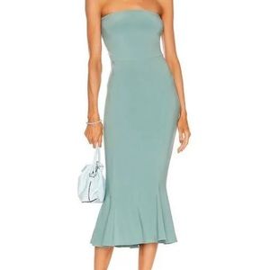 COPY - Norma kamali strapless fishtail turquoise dress